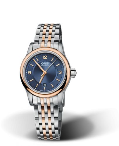 Oris Classic Date Lady 28.5 Stainless Steel - Rose Gold Blue Bracelet