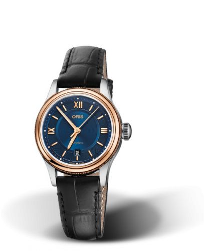 Oris Classic Date Lady 28.5 Stainless Steel - Rose Gold Blue