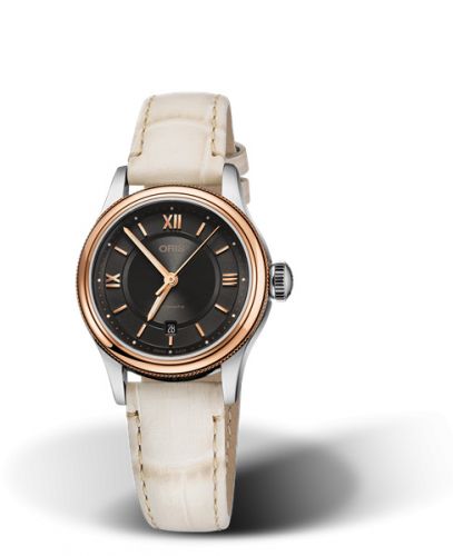 Oris Classic Date Lady 28.5 Stainless Steel - Rose Gold Grey