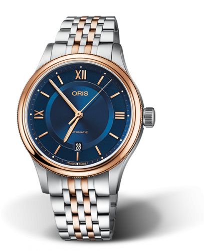 Oris Classic Date 42 Stainless Steel - Rose Gold Blue Bracelet
