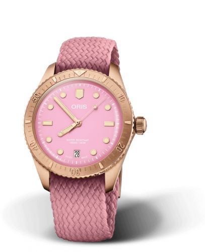 Oris Divers Sixty-Five 38 Cotton Candy Lipstick Pink Perlon