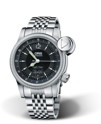 Oris Flight Timer² Day Date Stainless Steel Black Bracelet