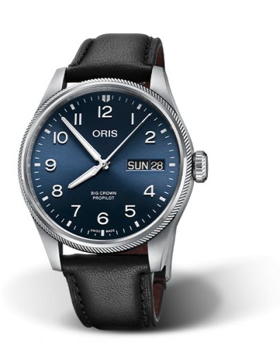 Oris Big Crown ProPilot Big Day Date Stainless Steel Blue Leather