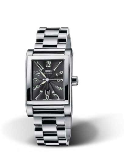Oris Rectangular Date 24 Stainless Steel Black - Arabic Bracelet