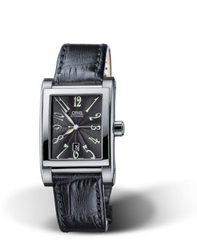 Oris Rectangular Date 24 Stainless Steel Black - Arabic
