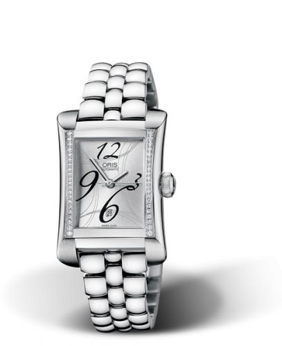 Oris Rectangular Date Diamonds 25.9 Stainless Steel Silver Bracelet