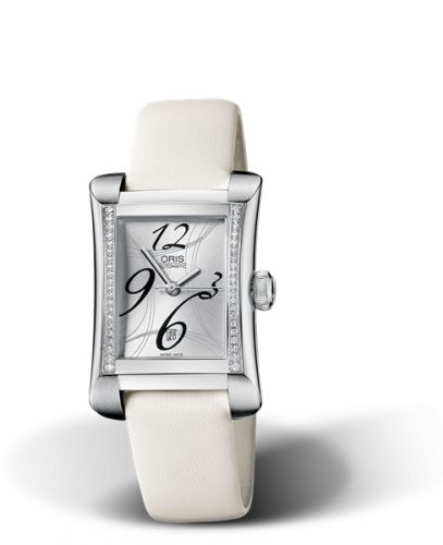 Oris Rectangular Date Diamonds 25.9 Stainless Steel Silver