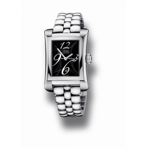 Oris Rectangular Date 25.9 Stainless Steel Black Bracelet