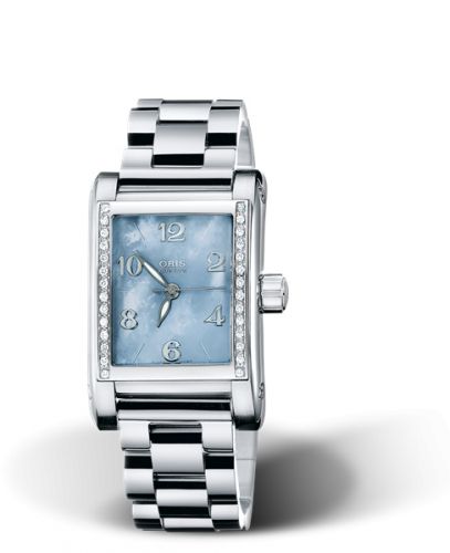 Oris Rectangular Diamonds 24 Stainless Steel Blue MOP Bracelet