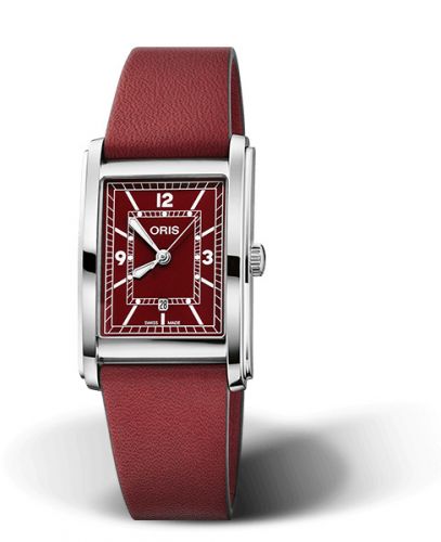 Oris Rectangular Date 25.5 Stainless Steel Red