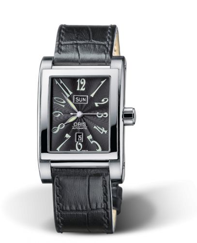 Oris Rectangular Day Date 30 Stainless Steel Black