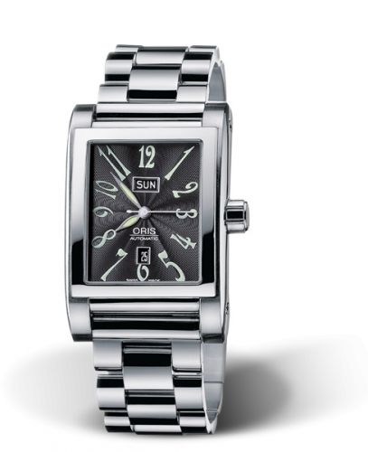 Oris Rectangular Day Date 30 Stainless Steel Black Bracelet