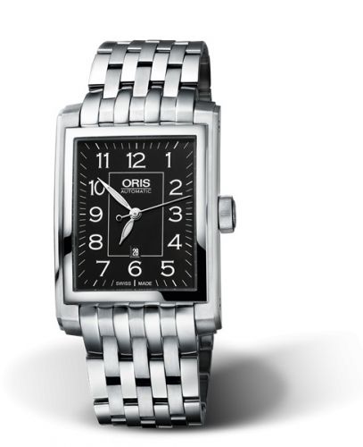 Oris Rectangular Date 30 Stainless Steel Black - Arabic Bracelet