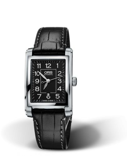 Oris Rectangular Date 24.5 Stainless Steel Black - Arabic