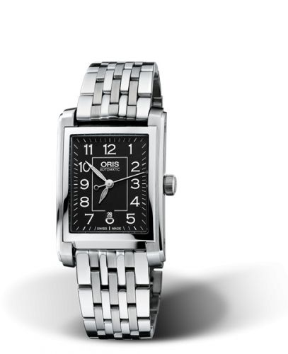 Oris Rectangular Date 24.5 Stainless Steel Black - Arabic Bracelet