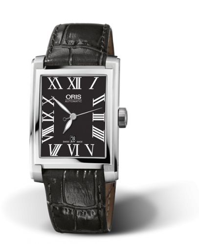 Oris Rectangular Date 30 Stainless Steel Black - Roman