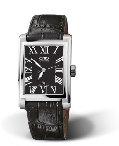 Oris Rectangular Date 30 Stainless Steel Black - Roman