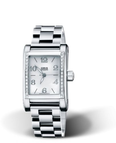 Oris Rectangular Diamonds 24 Stainless Steel MOP Bracelet