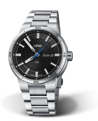 Oris TT1 Day Date Stainless Steel Black Bracelet