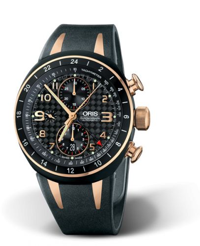 Oris TT3 Chronograph Second Time Zone Titanium - Rose Gold Black Rubber