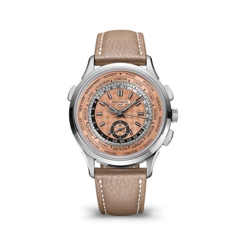 Patek Philippe World Time Chronograph 5935 Stainless Steel Salmon