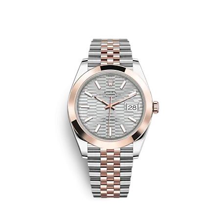 Rolex Datejust 41 Rolesor Everose - Smooth Jubilee Silver - Fluted