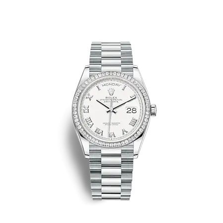 Rolex Day-Date 36 Platinum - Diamond White - Roman President