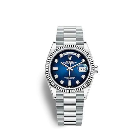 Rolex Day-Date 36 Platinum - Fluted Blue Ombré President
