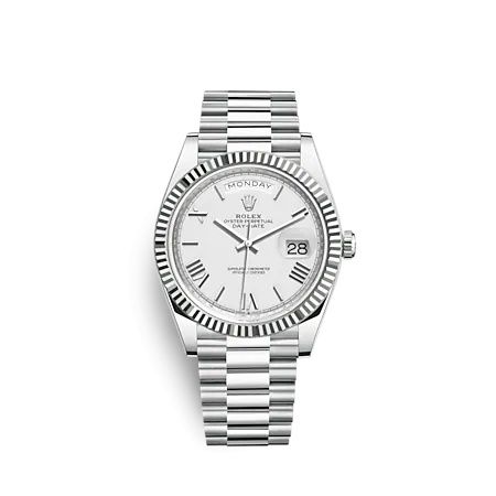Rolex Day-Date 40 Platinum - Fluted White - Roman