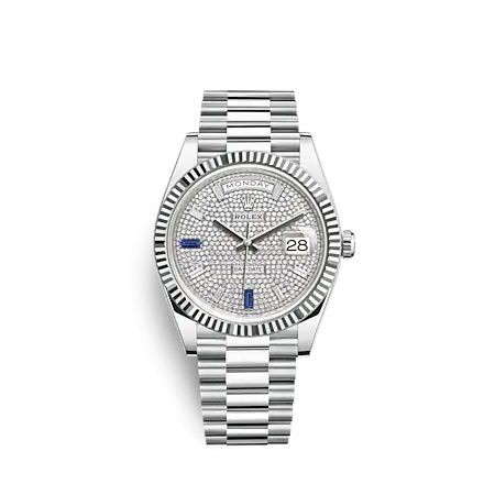 Rolex Day-Date 40 Platinum - Fluted Paved