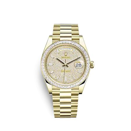 Rolex Day-Date 40 Yellow Gold - Baguette Paved