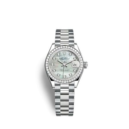 Rolex Lady-Datejust 28 White Gold - Diamond President MOP