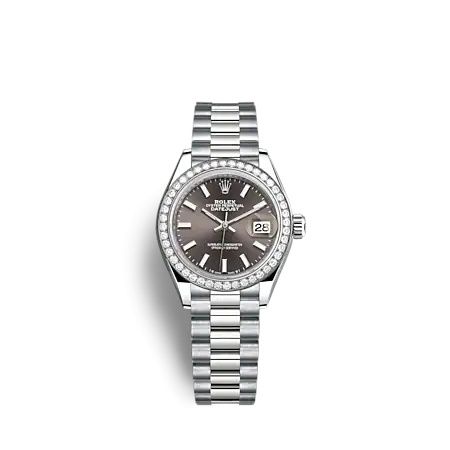 Rolex Lady-Datejust 28 White Gold - Diamond President Grey