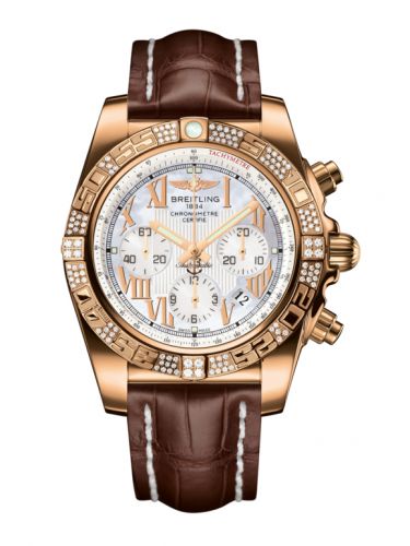 Breitling Chronomat 44 Rose Gold Diamond Pearl Roman Croco