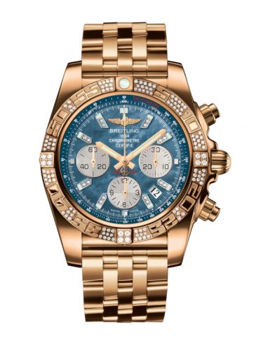 Breitling Chronomat 44 Rose Gold Diamond Black Pearl Diamond Bracelet