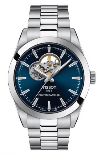 Tissot Gentleman Powermatic Open Heart Stainless Steel Blue Bracelet