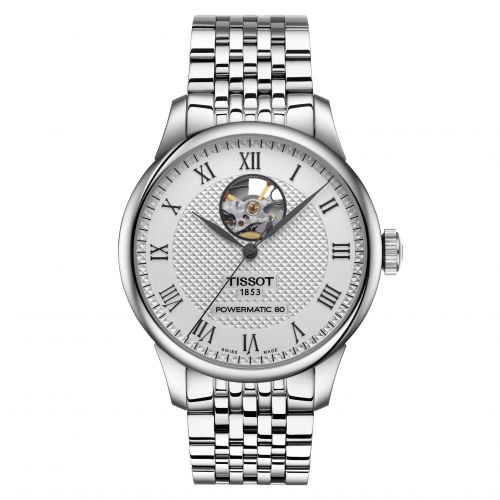 Tissot Le Locle Powermatic 80 Open Heart Stainless Steel Silver Bracelet