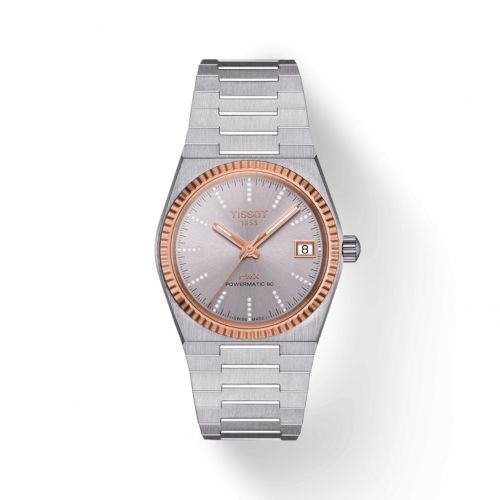 Tissot PRX 35 Powermatic 80 Stainless Steel - Rose Gold Grey - Diamond