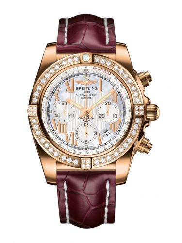 Breitling Chronomat 44 Rose Gold Diamond Pearl Roman Croco