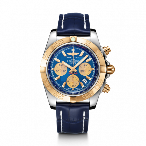 Breitling Chronomat 44 Stainless Steel Rose Gold Metallica Blue Croco Folding