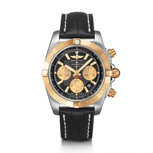 Breitling Chronomat 44 Stainless Steel Rose Gold Onyx Black Croco Folding