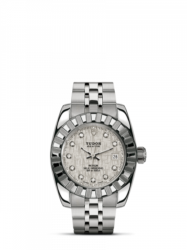 Tudor Classic 28 Stainless Steel Fluted Silver-Diamond Bracelet
