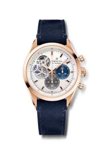 Zenith Chronomaster Open Rose Gold Silver Calf