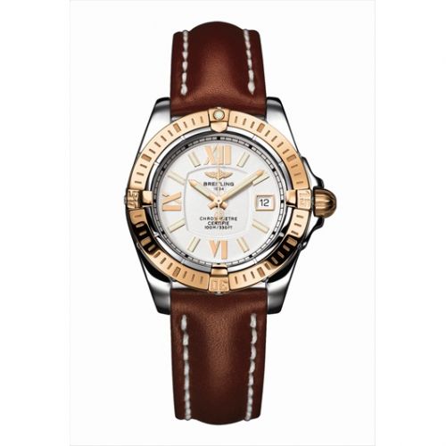 Breitling Cockpit Lady Gold Bezel Silver Calf
