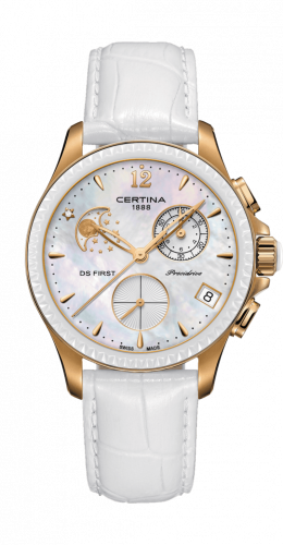 Certina Ds First Lady Chronograph Moon Phase Rose Gold - Ceramic MOP
