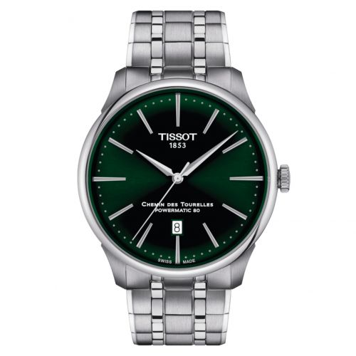 Tissot Chemin Des Tourelles Powermatic 80 42 Stainless Steel Green Bracelet