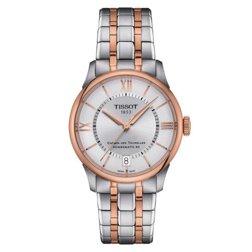 Tissot Chemin Des Tourelles Powermatic 80 34 Stainless Steel - Rose Gold Silver Bracelet