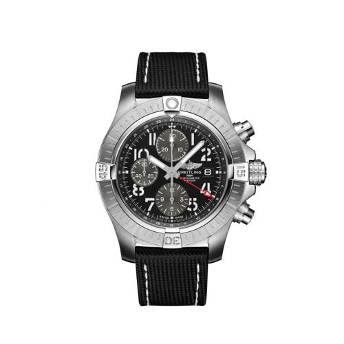Breitling Avenger Chronograph GMT 45 Stainless Steel Black Strap - Pin