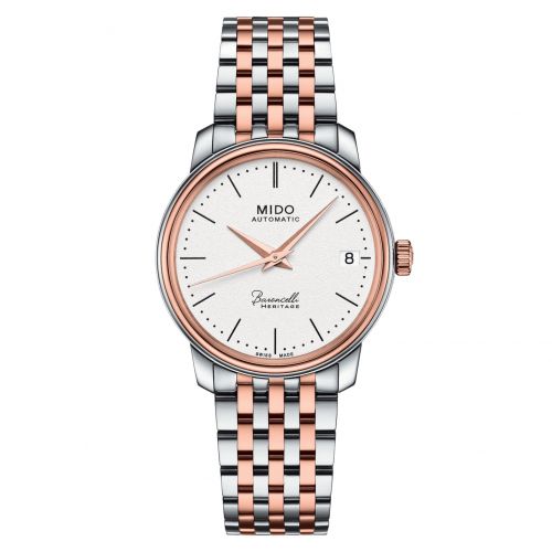 Mido Baroncelli Heritage Lady Stainless Steel - Rose Gold White Bracelet