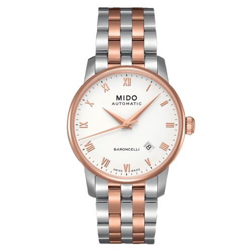 Mido Baroncelli Tradition Stainless Steel - Rose Gold White Bracelet
